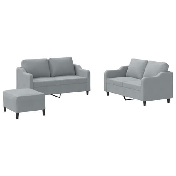 Sofa sæt - MAISON EXCLUSIVE - 3 dele sæt - Lys grå - Holdbart stof - Inkluderet puf Ljusgrått