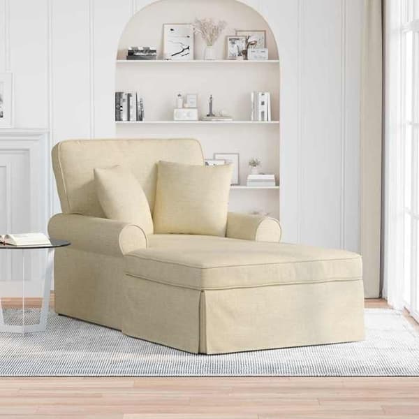Maison Exclusive - Sängsoffa med kjol 3 pc Kräm tyg 91 x 157 x 91 cm