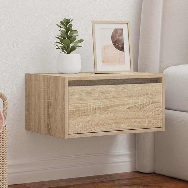 Maison Exclusive - Væghylde med LED-lys i Sonoma eg
