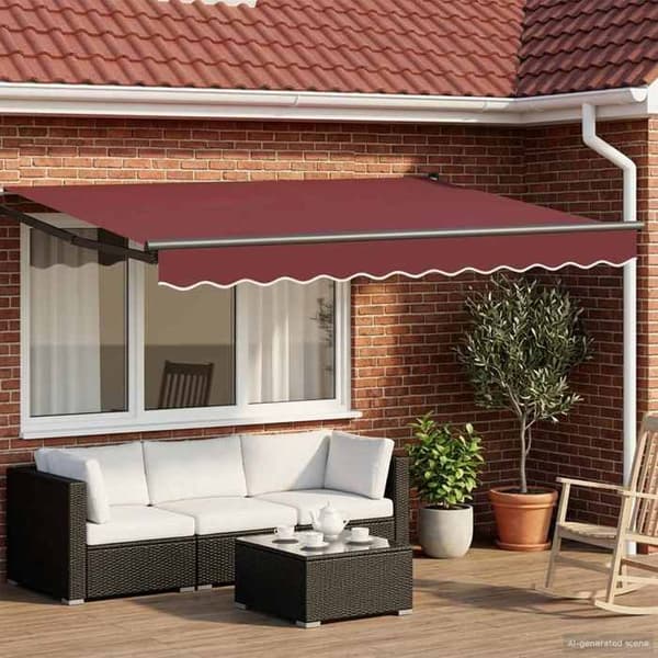 Sammenklappelig markise - EKSKLUSIV HUS - 3 x 2,5 m - Manuel - Indbygget solcelle-LED - Polyester PU dug