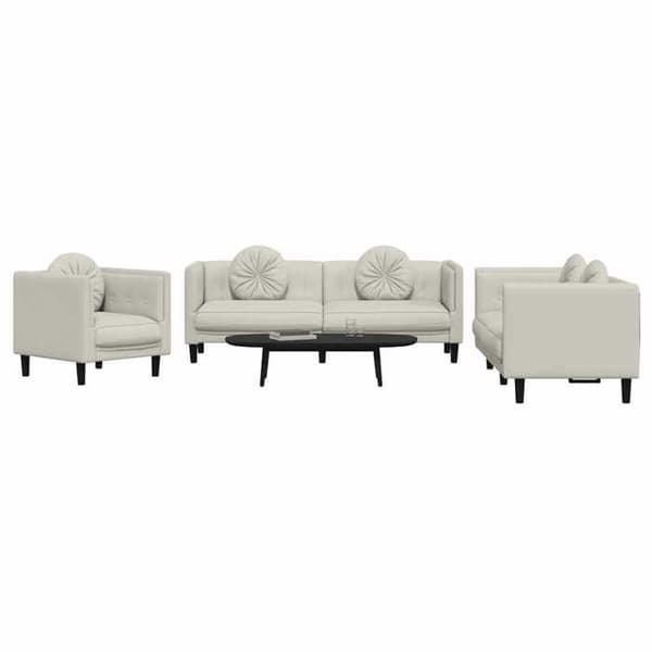 Maison Exclusive - 3 kpl:n sohvasetti vaaleanbeige samettityynyillä