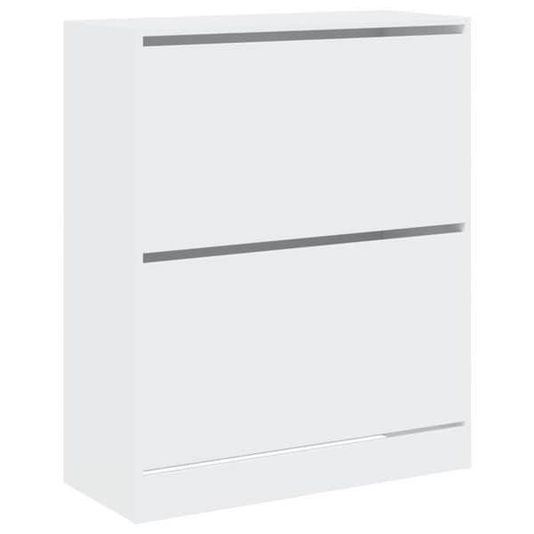 Skoark - EKSKLUSIV HUS - 80x34x96,5 cm - Ingeniørtræ - Hvid - 2 klaplåger Vit