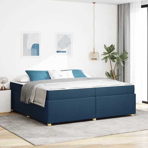 Maison Exclusive - Sängram med madrass Blå 200 x 200 cm tyg Blå