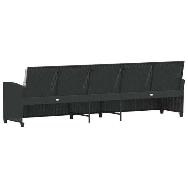 Maison Exclusive - Trädgårdsoffa med kuddar 5 platser svart flätad resin