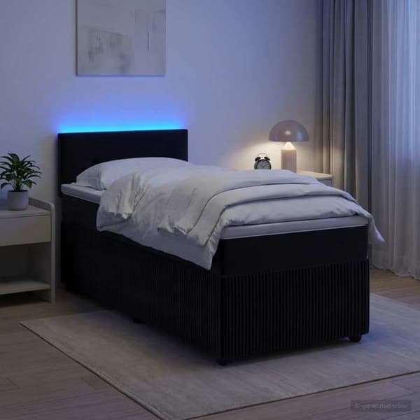 Maison Exclusive - Boxspring-sänky mustalla patjalla 90 x 190 cm Sametti