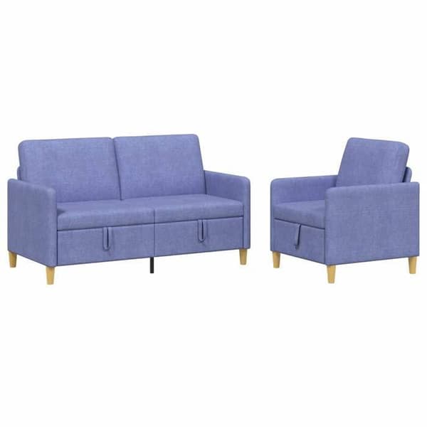 Maison Exclusive - Soffa med förvaring 2 st Blå denim Polyester