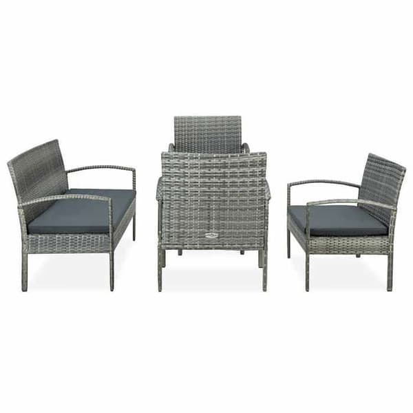 Maison Exclusive - Trädgårdsmöbler 5 delar med kuddar, flätad resin, grå