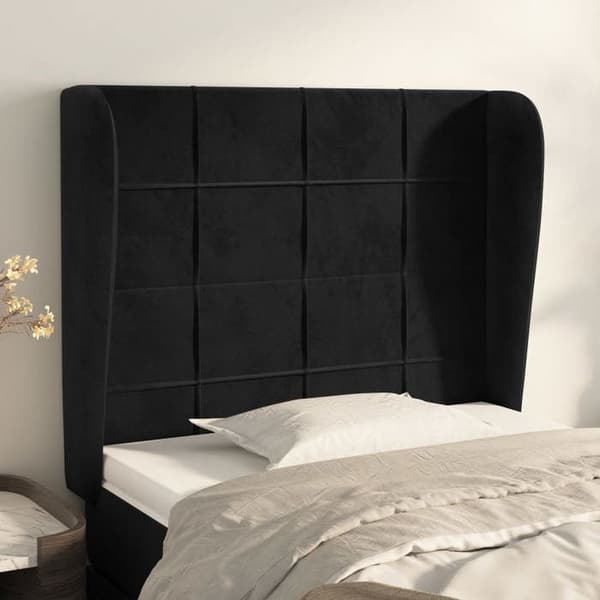 Maison Exclusive - Päätylevy korvilla Musta 103x23x118/128 cm Sametti