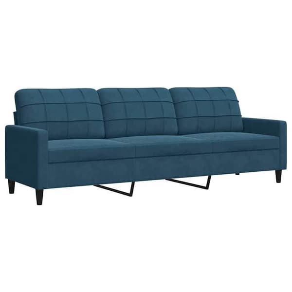 Maison Exclusive - Set med 3 soffor och kuddar och blå sammetstraverser Sammetsblå