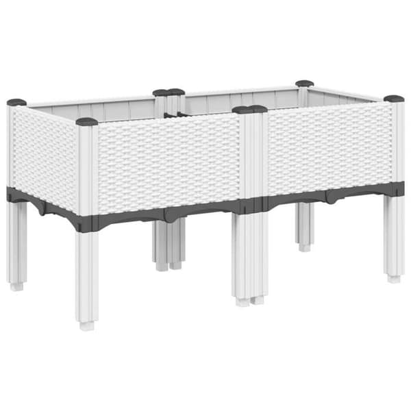 Jardiniär - EXKLUSIV HEM - Rattanutseende - Vit - 80x40x42 cm - Polypropen Vit