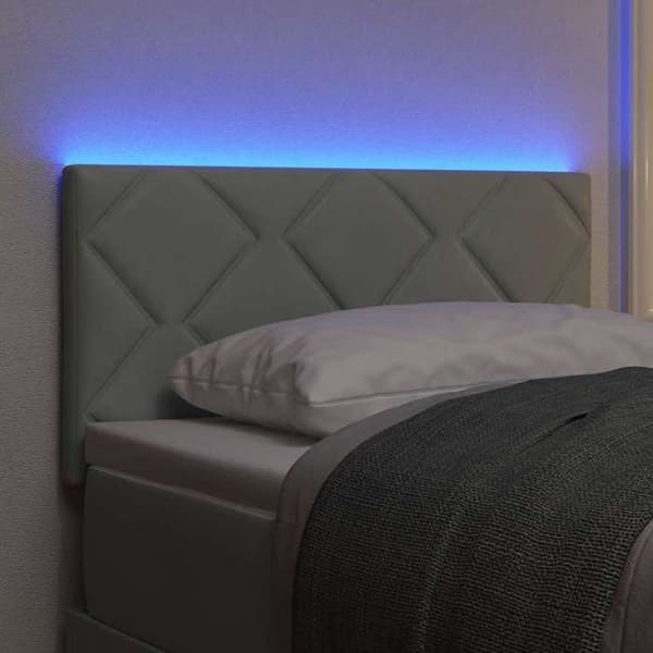 Hovedgærde - EKSKLUSIV HUS - Velour - Lys grå - 80 cm - Indbygget RGB LED Ljusgrått