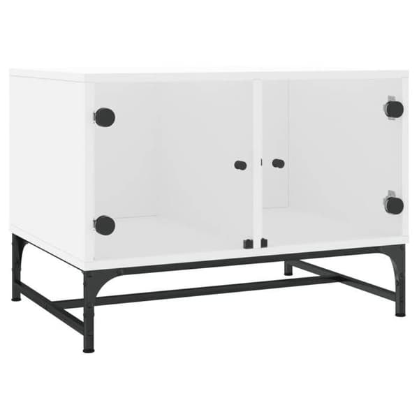 Bord - EKSKLUSIV HUS - 68,5×50×50 cm - Glasdøre - Spånplader - Stort opbevaringsrum Vit