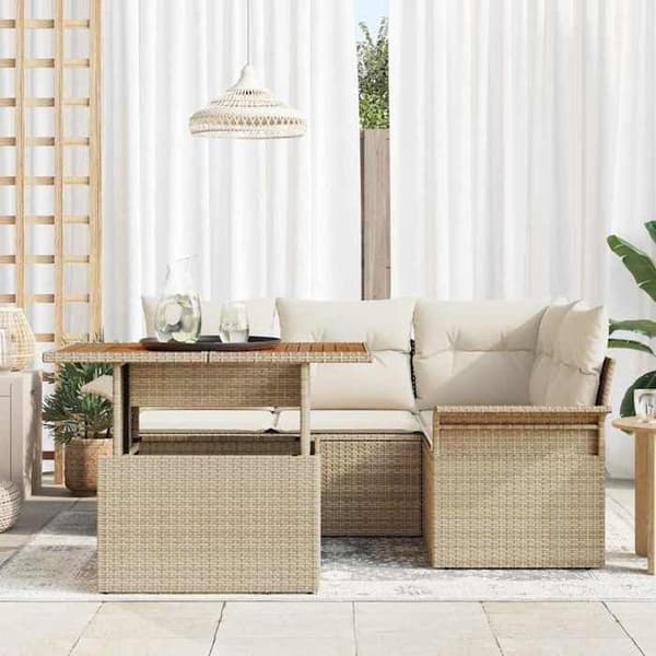 Trädgårdsmöbler - EXKLUSIVT HUS - Set 5 delar - Beige - Modulär - Väderbeständig beige