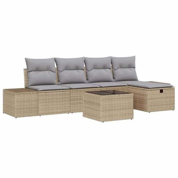 Maison Exclusive - 6 osan beige polyrottinkinen puutarhakalustesetti
