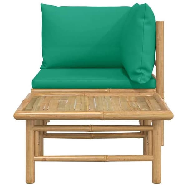Maison Exclusive - Puutarhakalusteet 2 kpl bambu-vihreillä tyynyillä