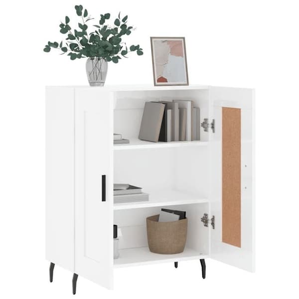Maison Exclusive - Buffé Vit glänsande 69,5x34x90 cm Ingenjörsträ