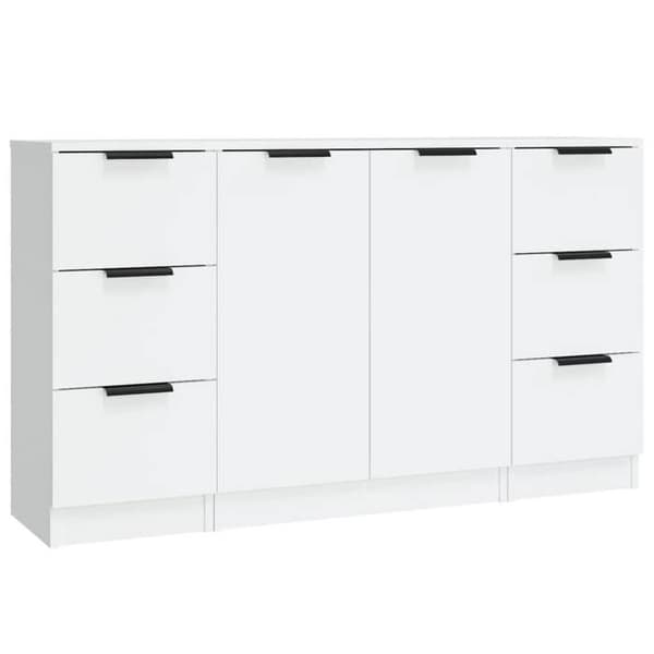 Maison Exclusive - 3 stk. Buffet Hvid Ingeniørtræ