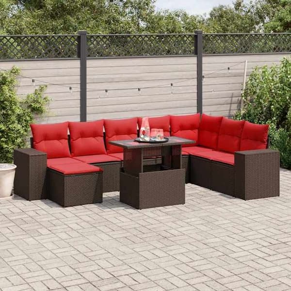 Havemøbler - MAISON EXCLUSIVE - Sæt med 9 dele - Brun - PE Rattan - Justerbart bord brun