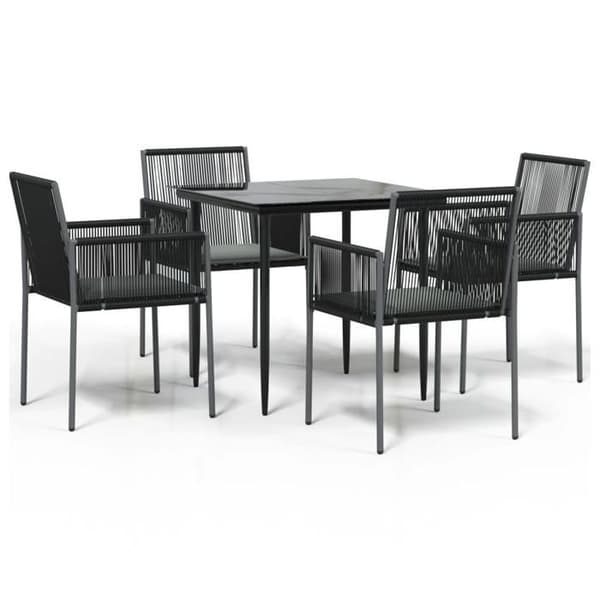 Havemøbler - Maison Exclusive - 5 dele - Sort poly rattan - Stålramme