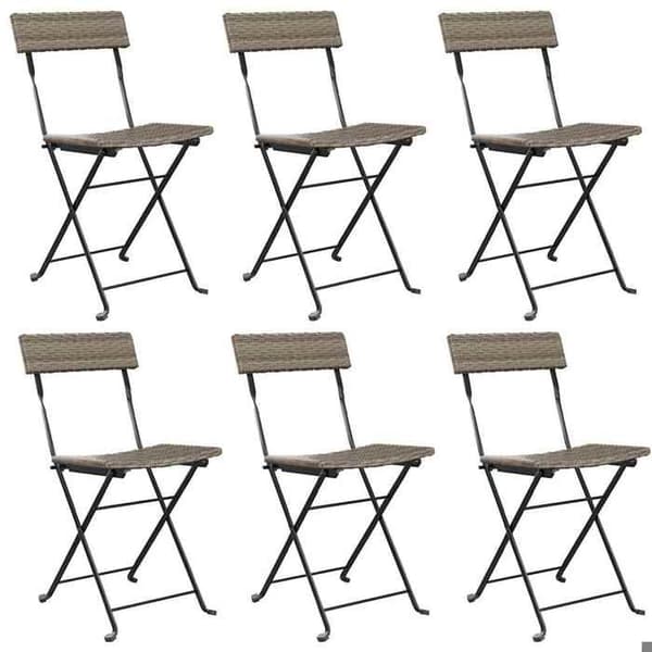 Bistrostol - Exklusivt Hem - Fällbar - 6-pack - Grå vävd resin (stålram)