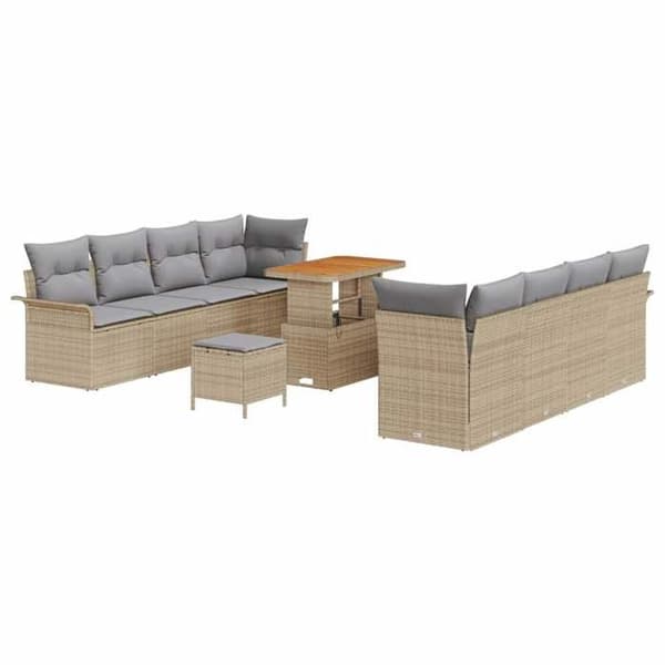 Maison Exclusive - 11 osan beige polyrottinkinen puutarhakalustesetti