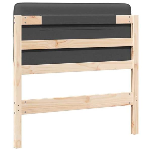 Polstret sengegavl - EKSKLUSIV HUS - Rektangulær - Massiv fyr - 75 cm - Brun og mørkegrå Brun och mörkgrå