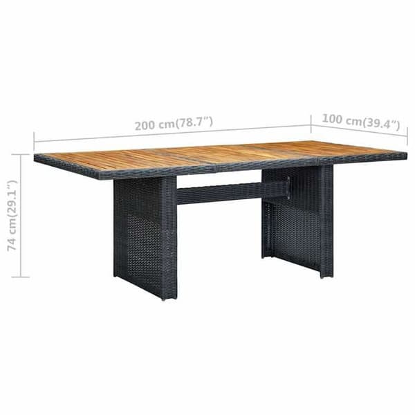 Maison Exclusive - Trädgårdsbord Mörkgrå Flätad resin och akaciaträ Mörkgrå