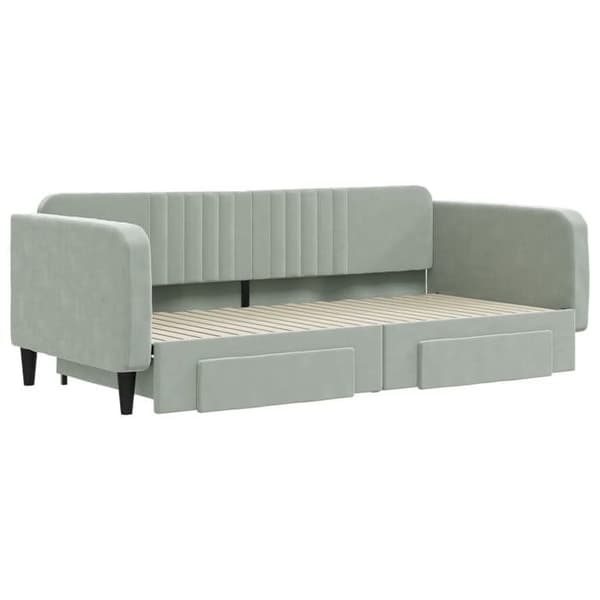 Päivävuode - EXCLUSIVE KOTI - Vuode 100x200 - Harmaa sametti - 2 laatikkoa - 2-in-1 vuodesohva