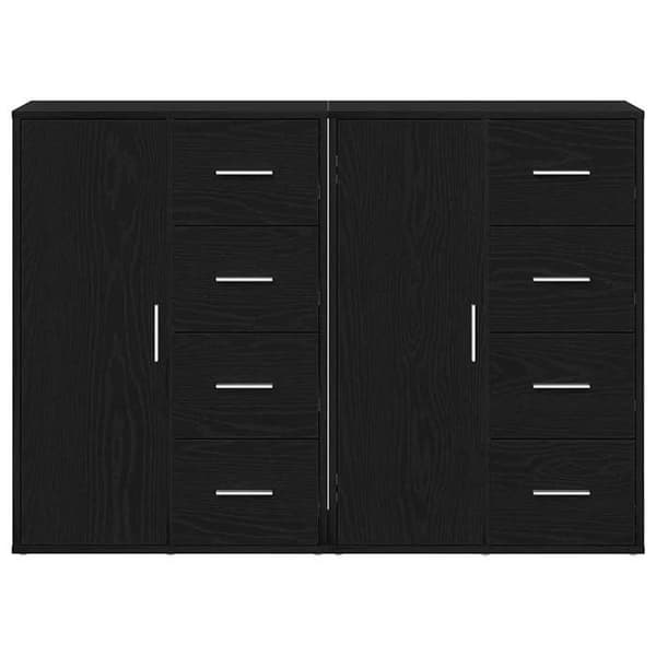 Buffet - EKSKLUSIVT HUS - 2 stk - Sort eg - Ingeniørtræ - 60 x 31 x 84 cm svart ek