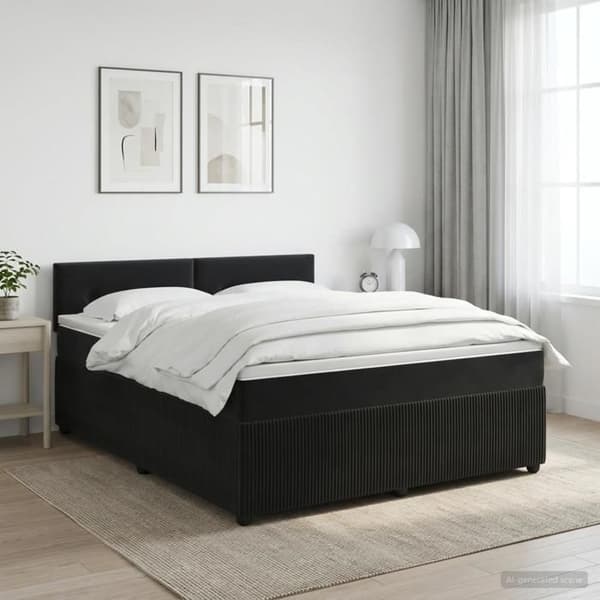 Maison Exclusive - Boxspring-sänky mustalla patjalla 140 x 200 cm sametti Svart