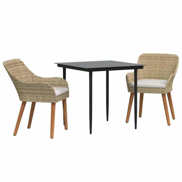 Maison Exclusive - 3-delars matgrupp för trädgård i beige polyrotting beige