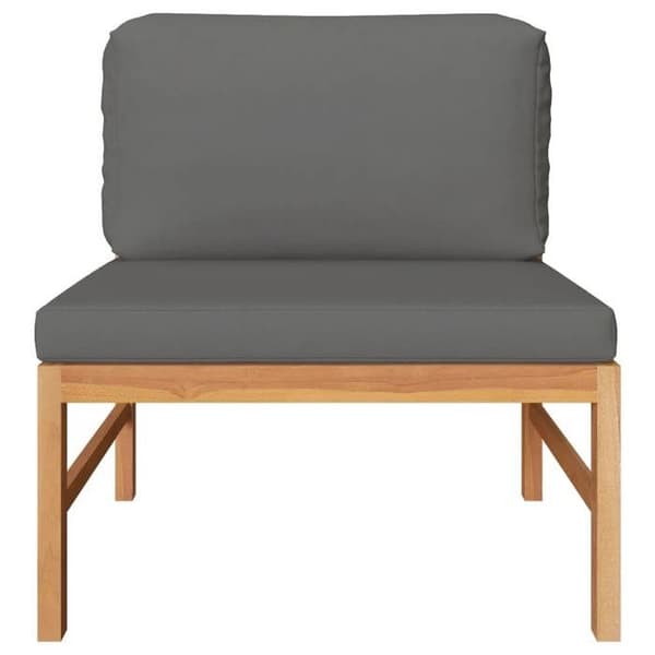 Maison Exclusive - Central soffa med mörkgrå kuddar i solid teakträ Mörkgrå