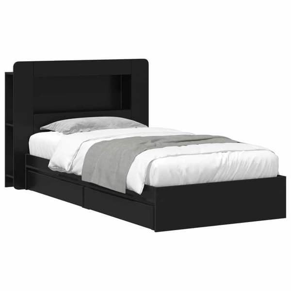 Maison Exclusive - Sängram med förvaring Svart 75 x 190 cm Ingenjörsträ