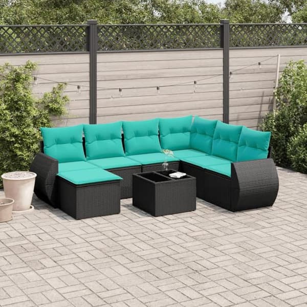 Maison Exclusive - 8-delt have-sofa sæt med sorte puder i flettet harpik