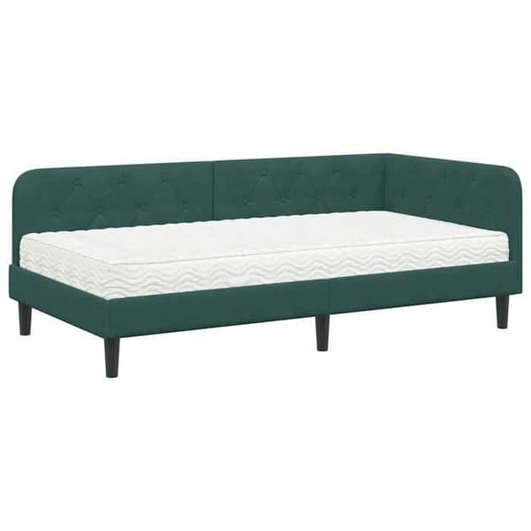Maison Exclusive - Mörkgrön hörnsängram 90 x 200 cm Sammet Mörkgrön