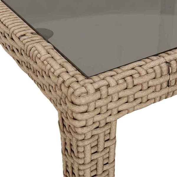 Trädgårdsbord - EXKLUSIV HEM - polyrotin - Beige - 90 x 90 x 75 cm - Ram av pulverlackerad stål beige