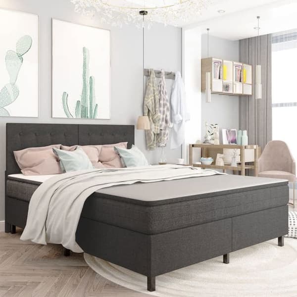 Maison Exclusive - Mørkegrå sengeramme med lameller 160x200 cm Mörkgrå