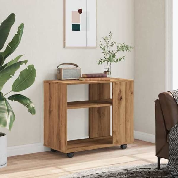 Maison Exclusive - Sidebord i håndlavet egetræ 70x35x60,5 cm ingeniørtræ