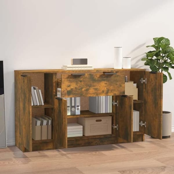 Maison Exclusive - 3 kpl savupähkinä engineering-puusta valmistettu buffet