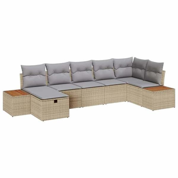 Trädgårdsmöbelset - EXKLUSIV HEM - Modulär - Beige - 8 delar - Polyrotin & akacia beige