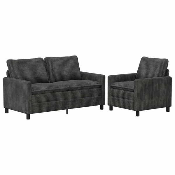 Maison Exclusive - 2-delars soffgrupp i mörkgrå polyester