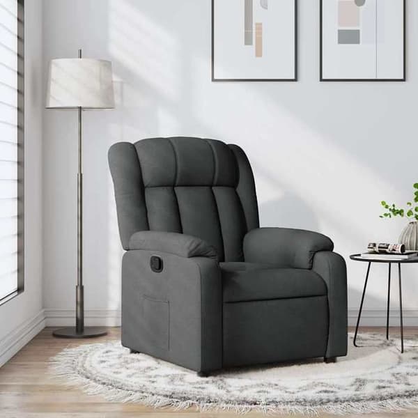 Recliner - EXKLUSIV HEM - Mörkgrå - Tyg - Lutning 135° - Sidoficka Mörkgrå