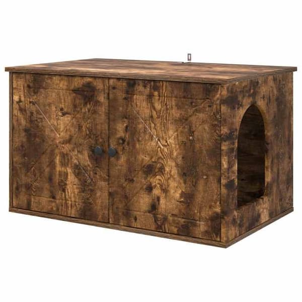 Kattemiljø - EKSKLUSIVT HUS - Røget eg - Ingeniørtræ - Rektangulær - 85x55x50,5 cm Rökt ek
