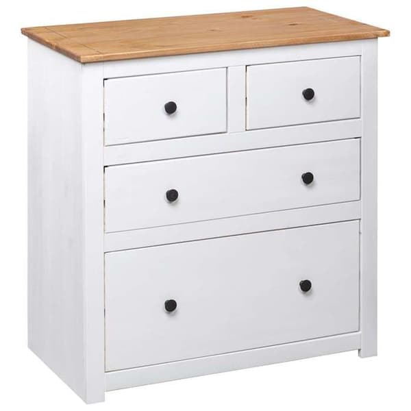 Buffé - Panama - Blanklackad - Massivt trä - 80 x 40 x 83 cm Vit