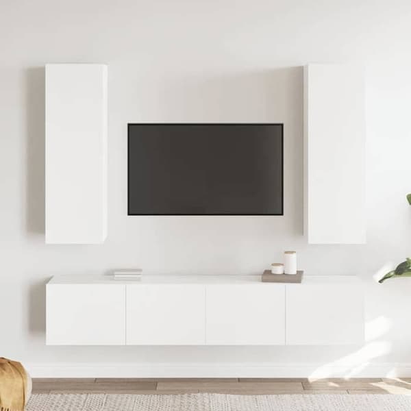 Maison Exclusive - 4 dele TV-møbel sæt Hvid Ingeniørtræ Matt vit