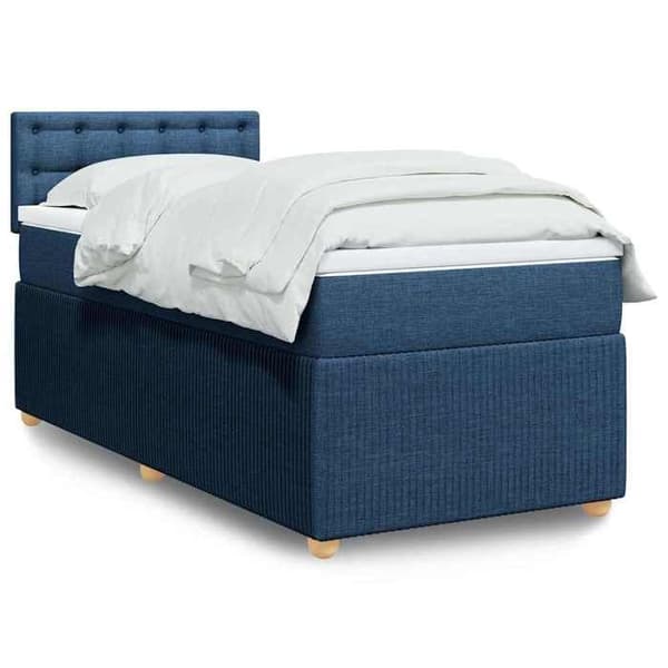 Maison Exclusive - Sengestel med springmadras Blå 90x200 cm Stof