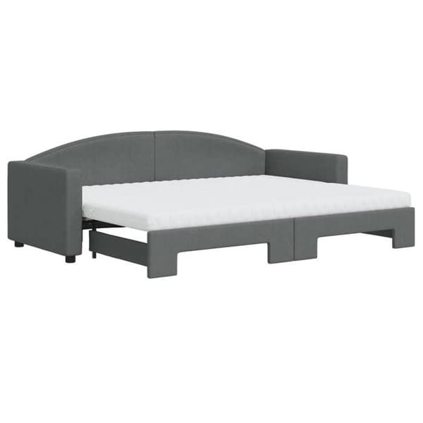Maison Exclusive - Dagbädd med utdragssäng och mörkgrå madrass 80x200 cm tyg mörkgrå