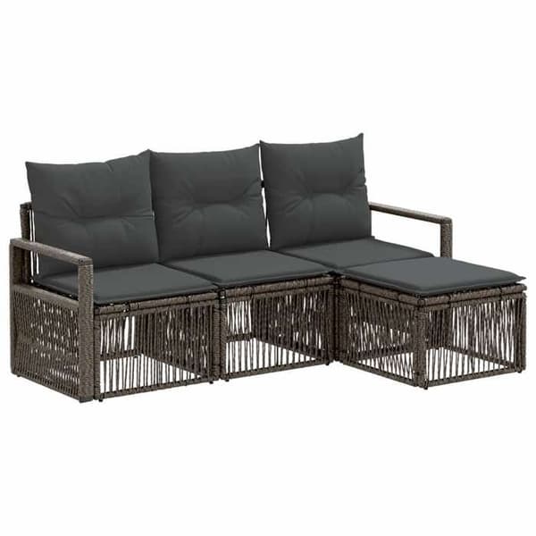 Havemøbler - EKSKLUSIVT HUS - Modulært sofa sæt 4 dele - Grå - Poly rattan - Vejrbestandig Grå