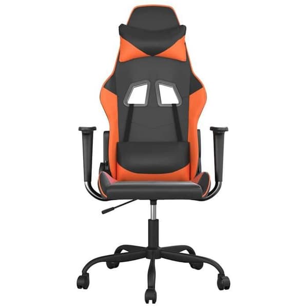 Maison Exclusive - Spilestol med massage i sort og orange kunstlæder