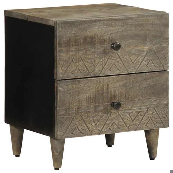 Maison Exclusive - Lys grå natbord 40x33x46 cm i solid mangotræ